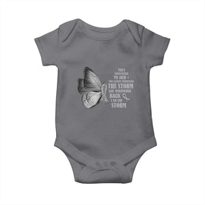 Parkinson's Awareness Baby Onesie She Whispered Back I Am The Storm Support Squad TS02 Charcoal Print Your Wear
