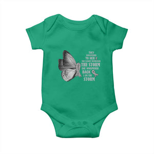 Parkinson's Awareness Baby Onesie She Whispered Back I Am The Storm Support Squad TS02 Irish Green Print Your Wear