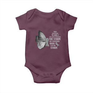 Parkinson's Awareness Baby Onesie She Whispered Back I Am The Storm Support Squad TS02 Maroon Print Your Wear