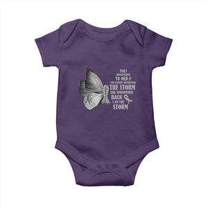 Parkinson's Awareness Baby Onesie She Whispered Back I Am The Storm Support Squad TS02 Purple Print Your Wear