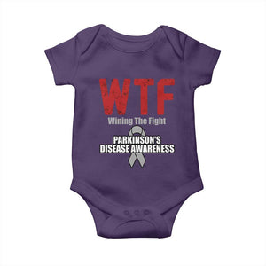 Parkinson's Awareness Baby Onesie WTF Winning The Fight Gray Ribbon Support Parkinsons Warriror TS02 Purple Print Your Wear