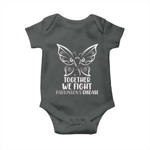 Parkinson's Awareness Baby Onesie We Fight Together Support Squad Gray Ribbon Butterfly TS02 Dark Heather Print Your Wear