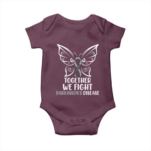 Parkinson's Awareness Baby Onesie We Fight Together Support Squad Gray Ribbon Butterfly TS02 Maroon Print Your Wear