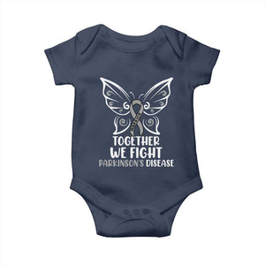 Parkinson's Awareness Baby Onesie We Fight Together Support Squad Gray Ribbon Butterfly TS02 Navy Print Your Wear