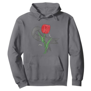Parkinson's Awareness Hoodie Gray Ribbon Tulips Support Parkinsons Warrior TS02 Charcoal Print Your Wear