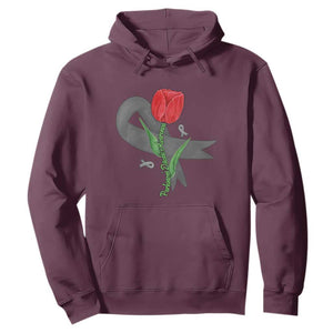 Parkinson's Awareness Hoodie Gray Ribbon Tulips Support Parkinsons Warrior TS02 Maroon Print Your Wear