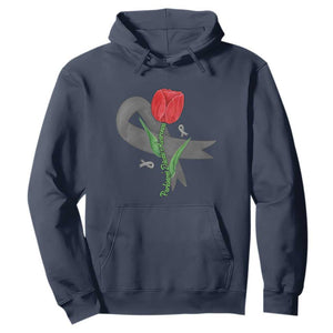 Parkinson's Awareness Hoodie Gray Ribbon Tulips Support Parkinsons Warrior TS02 Navy Print Your Wear