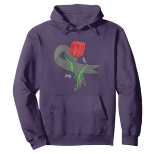 Parkinson's Awareness Hoodie Gray Ribbon Tulips Support Parkinsons Warrior TS02 Purple Print Your Wear