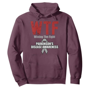 Parkinson's Awareness Hoodie WTF Winning The Fight Gray Ribbon Support Parkinsons Warriror TS02 Maroon Print Your Wear
