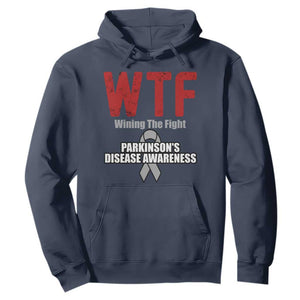 Parkinson's Awareness Hoodie WTF Winning The Fight Gray Ribbon Support Parkinsons Warriror TS02 Navy Print Your Wear