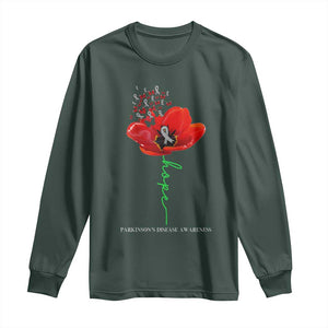 Parkinson's Awareness Long Sleeve Shirt Faith Hope Tulips Support Parkinsons Warrior TS02 Dark Forest Green Print Your Wear