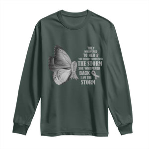 Parkinson's Awareness Long Sleeve Shirt She Whispered Back I Am The Storm Support Squad TS02 Dark Forest Green Print Your Wear