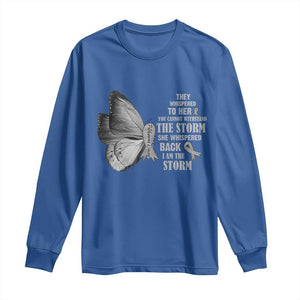 Parkinson's Awareness Long Sleeve Shirt She Whispered Back I Am The Storm Support Squad TS02 Royal Blue Print Your Wear