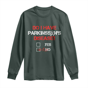 Parkinson's Awareness Long Sleeve Shirt Yes No Warrior Survivor Support TS02 Dark Forest Green Print Your Wear