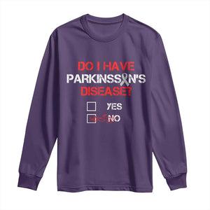 Parkinson's Awareness Long Sleeve Shirt Yes No Warrior Survivor Support TS02 Purple Print Your Wear