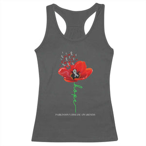 Parkinson's Awareness Racerback Tank Top Faith Hope Tulips Support Parkinsons Warrior TS02 Dark Heather Print Your Wear