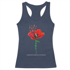 Parkinson's Awareness Racerback Tank Top Faith Hope Tulips Support Parkinsons Warrior TS02 Navy Print Your Wear