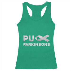 Parkinson's Awareness Racerback Tank Top Puck Farkinsons Parkinson's Silver Gray Ribbon TS02 Irish Green Print Your Wear