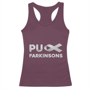 Parkinson's Awareness Racerback Tank Top Puck Farkinsons Parkinson's Silver Gray Ribbon TS02 Maroon Print Your Wear
