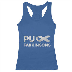Parkinson's Awareness Racerback Tank Top Puck Farkinsons Parkinson's Silver Gray Ribbon TS02 Royal Blue Print Your Wear