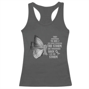 Parkinson's Awareness Racerback Tank Top She Whispered Back I Am The Storm Support Squad TS02 Dark Heather Print Your Wear