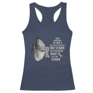 Parkinson's Awareness Racerback Tank Top She Whispered Back I Am The Storm Support Squad TS02 Navy Print Your Wear
