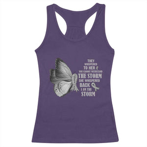 Parkinson's Awareness Racerback Tank Top She Whispered Back I Am The Storm Support Squad TS02 Purple Print Your Wear
