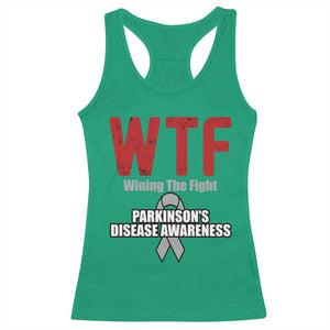 Parkinson's Awareness Racerback Tank Top WTF Winning The Fight Gray Ribbon Support Parkinsons Warriror TS02 Irish Green Print Your Wear