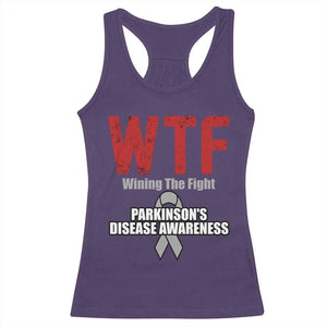 Parkinson's Awareness Racerback Tank Top WTF Winning The Fight Gray Ribbon Support Parkinsons Warriror TS02 Purple Print Your Wear