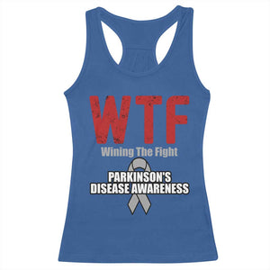 Parkinson's Awareness Racerback Tank Top WTF Winning The Fight Gray Ribbon Support Parkinsons Warriror TS02 Royal Blue Print Your Wear