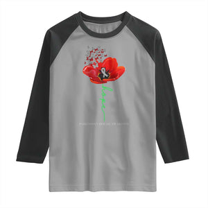 Parkinson's Awareness Raglan Shirt Faith Hope Tulips Support Parkinsons Warrior TS02 Sport Gray Black Print Your Wear