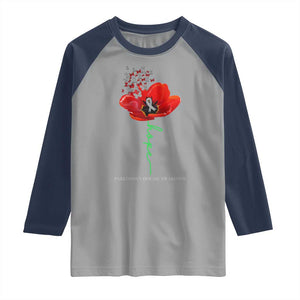 Parkinson's Awareness Raglan Shirt Faith Hope Tulips Support Parkinsons Warrior TS02 Sport Gray Navy Print Your Wear