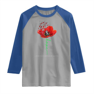 Parkinson's Awareness Raglan Shirt Faith Hope Tulips Support Parkinsons Warrior TS02 Sport Gray Royal Print Your Wear