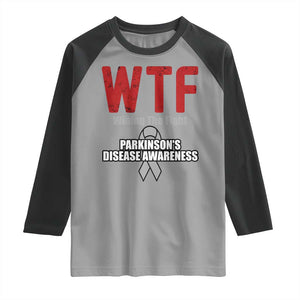 Parkinson's Awareness Raglan Shirt WTF Winning The Fight Gray Ribbon Support Parkinsons Warriror TS02 Sport Gray Black Print Your Wear
