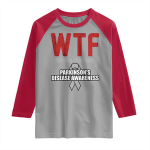 Parkinson's Awareness Raglan Shirt WTF Winning The Fight Gray Ribbon Support Parkinsons Warriror TS02 Sport Gray Red Print Your Wear