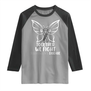 Parkinson's Awareness Raglan Shirt We Fight Together Support Squad Gray Ribbon Butterfly TS02 Sport Gray Black Print Your Wear