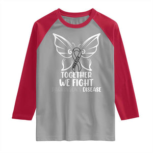 Parkinson's Awareness Raglan Shirt We Fight Together Support Squad Gray Ribbon Butterfly TS02 Sport Gray Red Print Your Wear