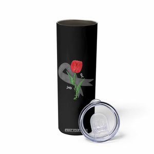 Parkinson's Awareness Skinny Tumbler Gray Ribbon Tulips Support Parkinsons Warrior TS02 Print Your Wear