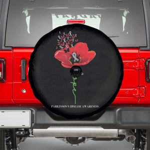 Parkinson's Awareness Spare Tire Cover Faith Hope Tulips Support Parkinsons Warrior TS02 Black Print Your Wear