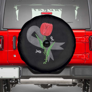 Parkinson's Awareness Spare Tire Cover Gray Ribbon Tulips Support Parkinsons Warrior TS02 Black Print Your Wear