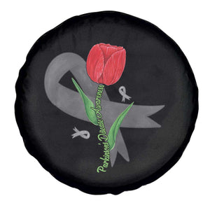 Parkinson's Awareness Spare Tire Cover Gray Ribbon Tulips Support Parkinsons Warrior TS02 Print Your Wear