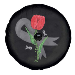 Parkinson's Awareness Spare Tire Cover Gray Ribbon Tulips Support Parkinsons Warrior TS02 Print Your Wear