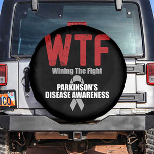Parkinson's Awareness Spare Tire Cover WTF Winning The Fight Gray Ribbon Support Parkinsons Warriror TS02 No hole Black Print Your Wear