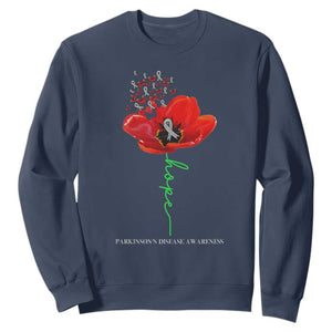Parkinson's Awareness Sweatshirt Faith Hope Tulips Support Parkinsons Warrior TS02 Navy Print Your Wear