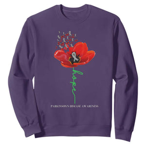 Parkinson's Awareness Sweatshirt Faith Hope Tulips Support Parkinsons Warrior TS02 Purple Print Your Wear