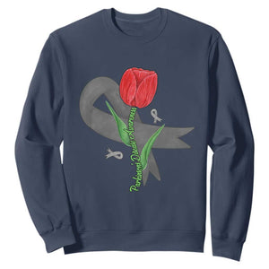 Parkinson's Awareness Sweatshirt Gray Ribbon Tulips Support Parkinsons Warrior TS02 Navy Print Your Wear