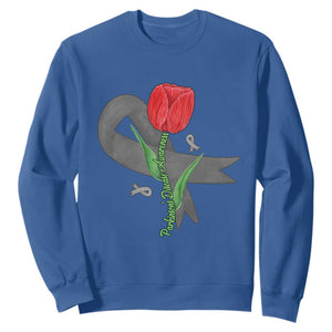 Parkinson's Awareness Sweatshirt Gray Ribbon Tulips Support Parkinsons Warrior TS02 Royal Blue Print Your Wear