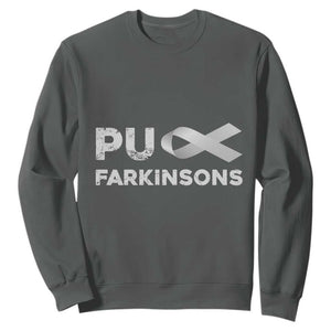Parkinson's Awareness Sweatshirt Puck Farkinsons Parkinson's Silver Gray Ribbon TS02 Dark Heather Print Your Wear
