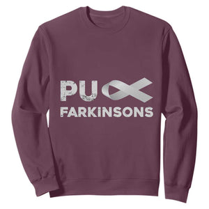 Parkinson's Awareness Sweatshirt Puck Farkinsons Parkinson's Silver Gray Ribbon TS02 Maroon Print Your Wear