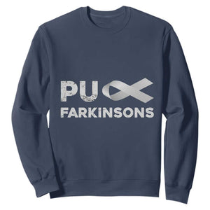 Parkinson's Awareness Sweatshirt Puck Farkinsons Parkinson's Silver Gray Ribbon TS02 Navy Print Your Wear